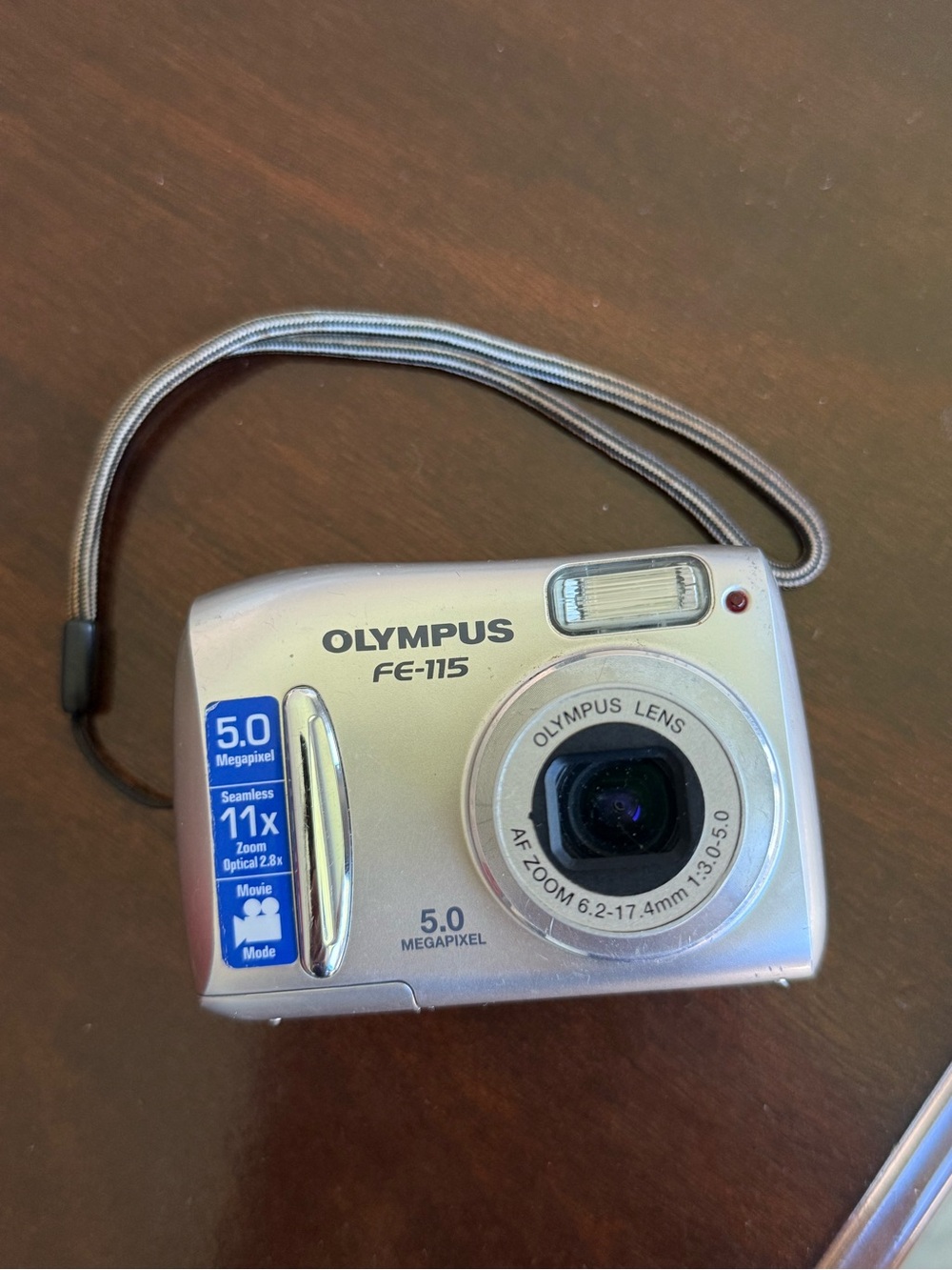 Olympus FE-115 5.0MP Compact Digital Camera Silver TESTED WORKS AA Batteries